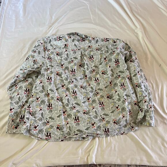 Croft & Barrow Long Sleeve Casual Button Up Plus Sz 1X Toucan Bird Green Leaf - Picture 5 of 8